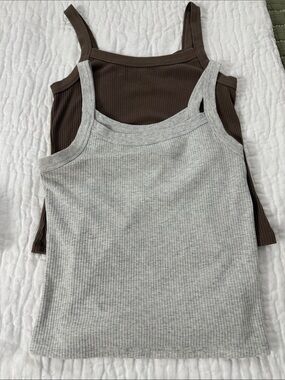 SO Ribbed Tank Tops in Gray and Brown